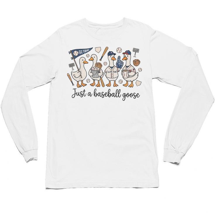 Game Day Just A Baseball Goose Cute Duck Team Sports Unisex Long Sleeve T-Shirt