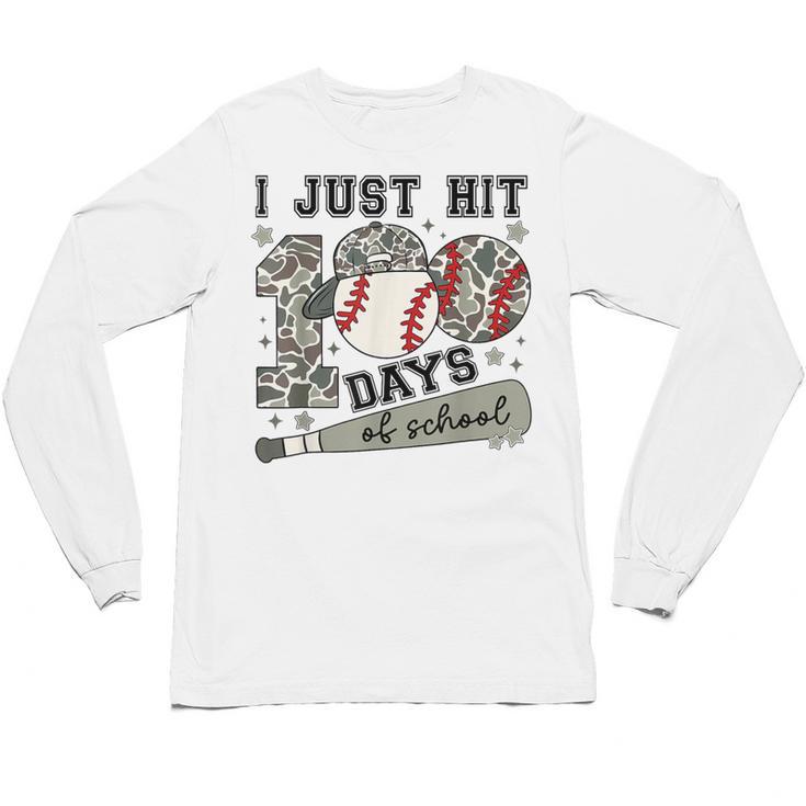 I Just Hit 100 Days Of School Teacher Baseball Boys Kids Unisex Long Sleeve T-Shirt