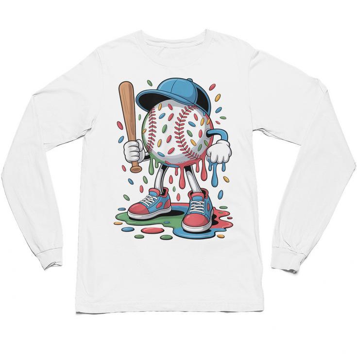 Melting Slime Sprinkle Baseball Mascot With Bat Unisex Long Sleeve T-Shirt