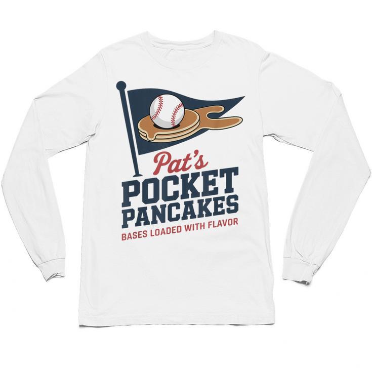 Pat's Pocket Pancakes Flag Baseball On Pancake Unisex Long Sleeve T-Shirt Pat's Pocket Pancakes Flag Baseball On Pancake Unisex Long Sleeve T-Shirt