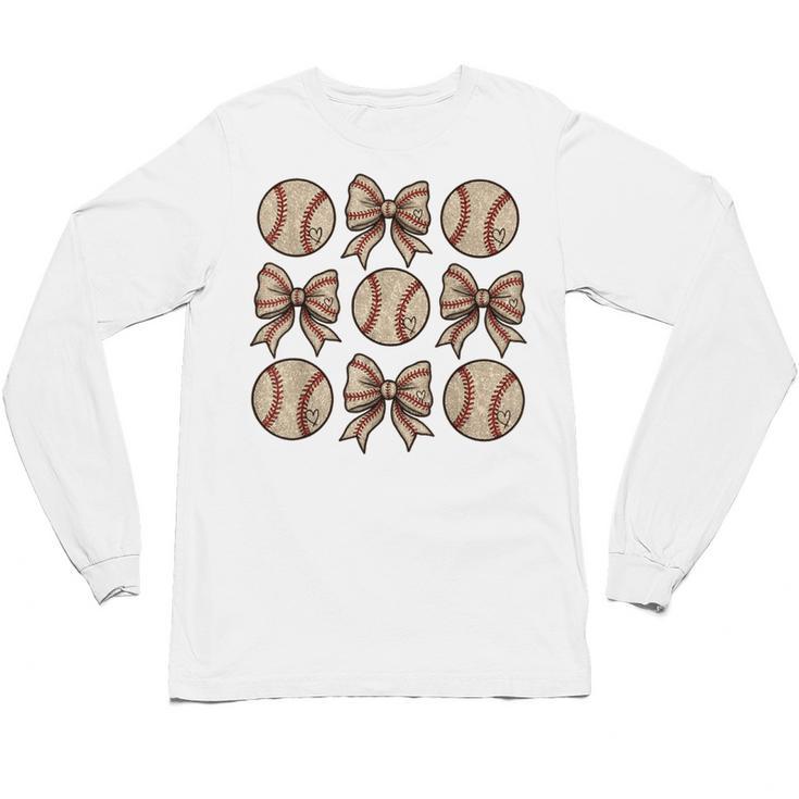 Soccer Bow Game Day Baseball Coquette Bow Women Girls Unisex Long Sleeve T-Shirt
