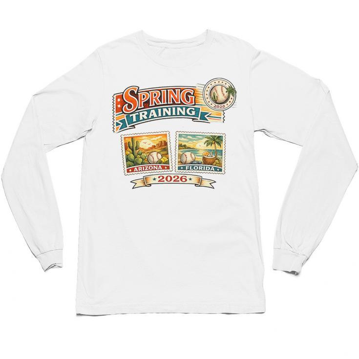 Spring Training 2026 Retro Postcard Baseball Premium Tri-Blend Unisex Long Sleeve T-Shirt