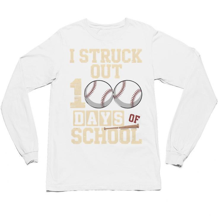 I Struck Out 100 Days Of School Baseball Fan Students Batter Premium Tri-Blend Unisex Long Sleeve T-Shirt