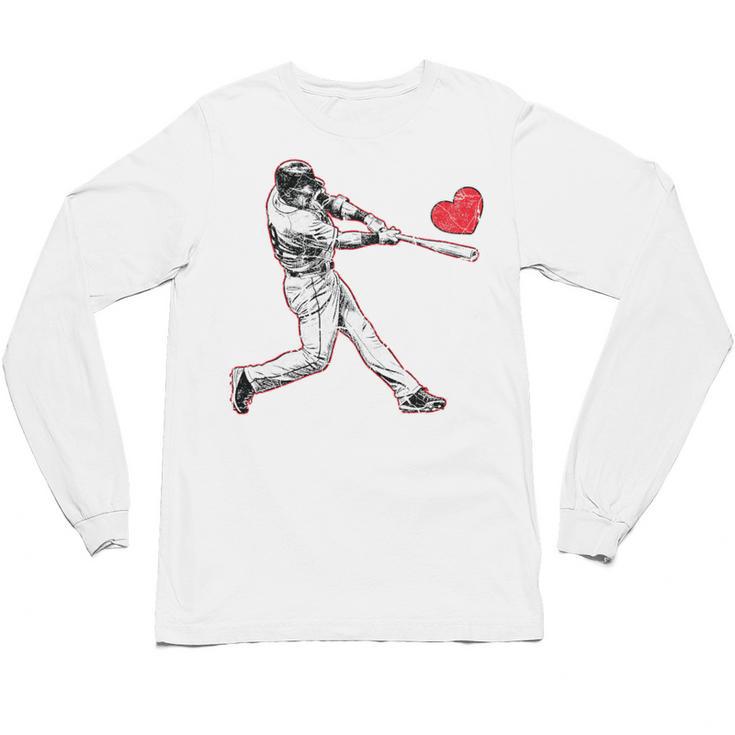 Valentines Baseball Batter Heart Player Silhouette Premium Tri-Blend Unisex Long Sleeve T-Shirt