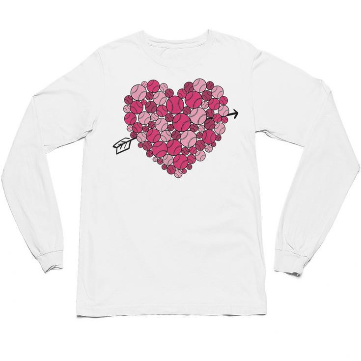 Valentine's Day Baseball Heart Softball Player Sports Lover Unisex Long Sleeve T-Shirt