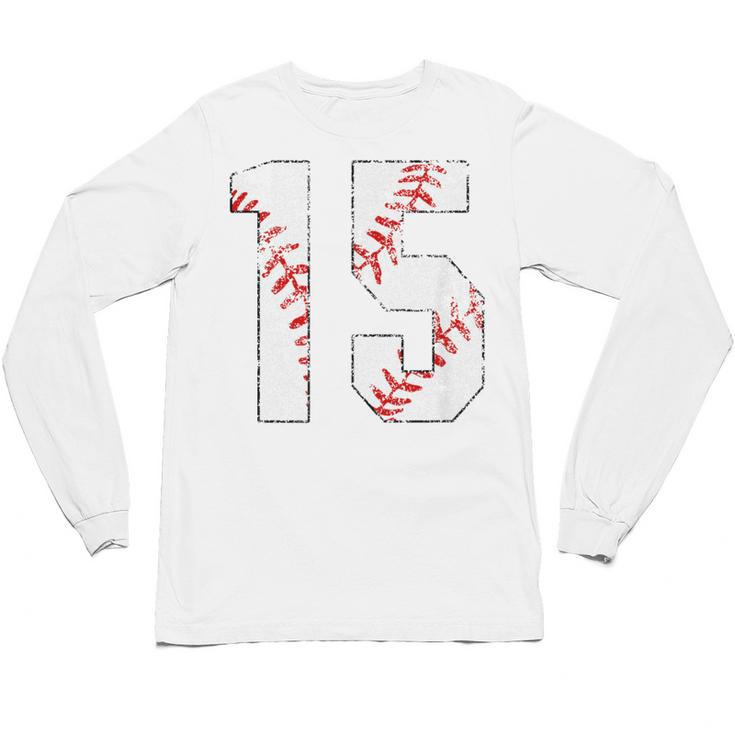Vintage Distressed Baseball Number 15 Jersey Player Uniform Unisex Long Sleeve T-Shirt