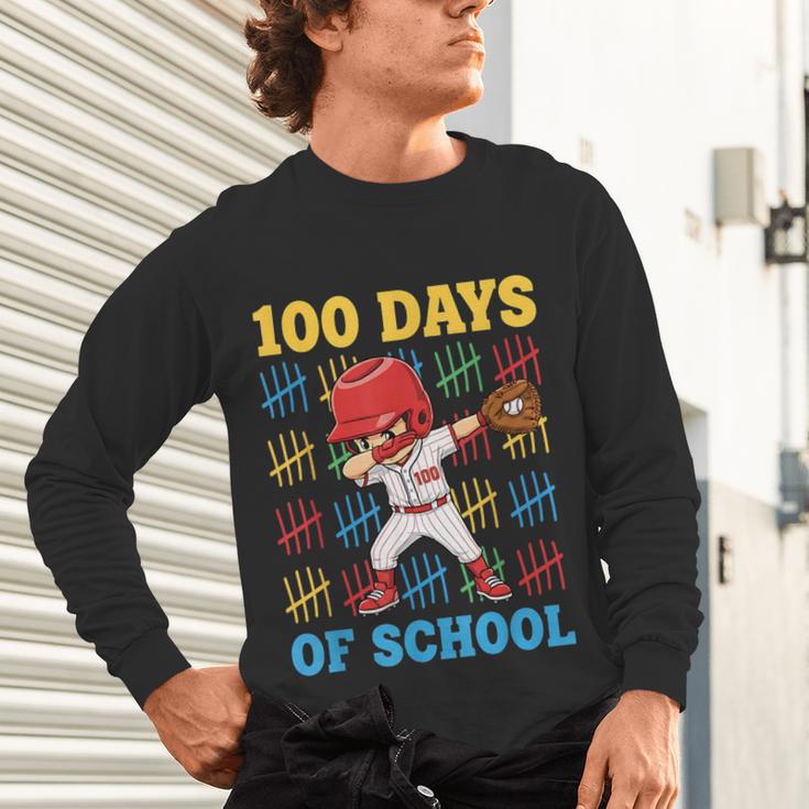 100 Days Of School Baseball Bat 100th Day Of School Boys Unisex Long Sleeve T-Shirt