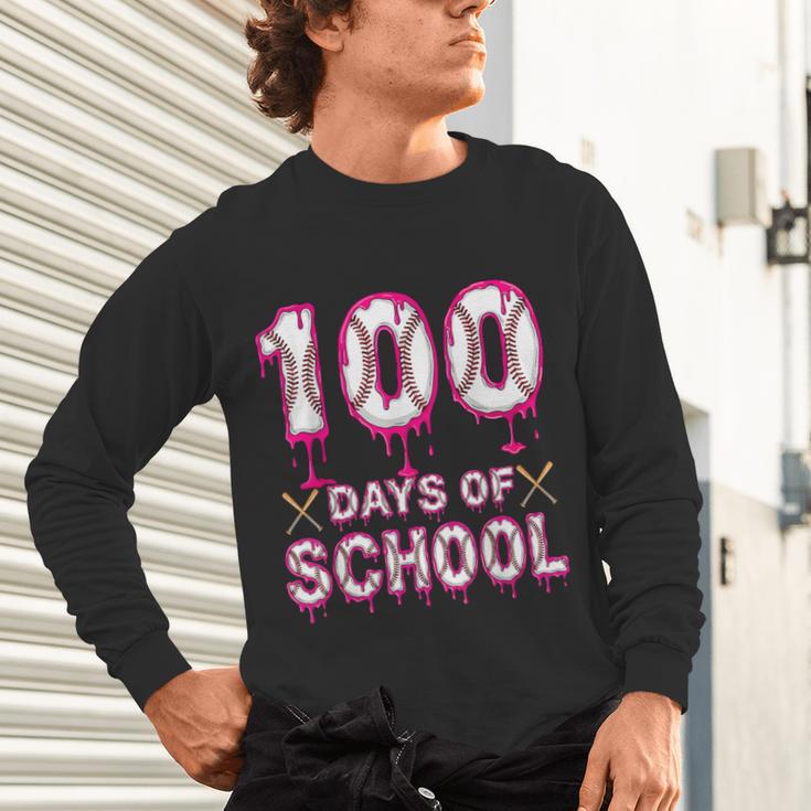 100 Days Of School Baseball Ice Cream Drip 100th Day Boys Unisex Long Sleeve T-Shirt
