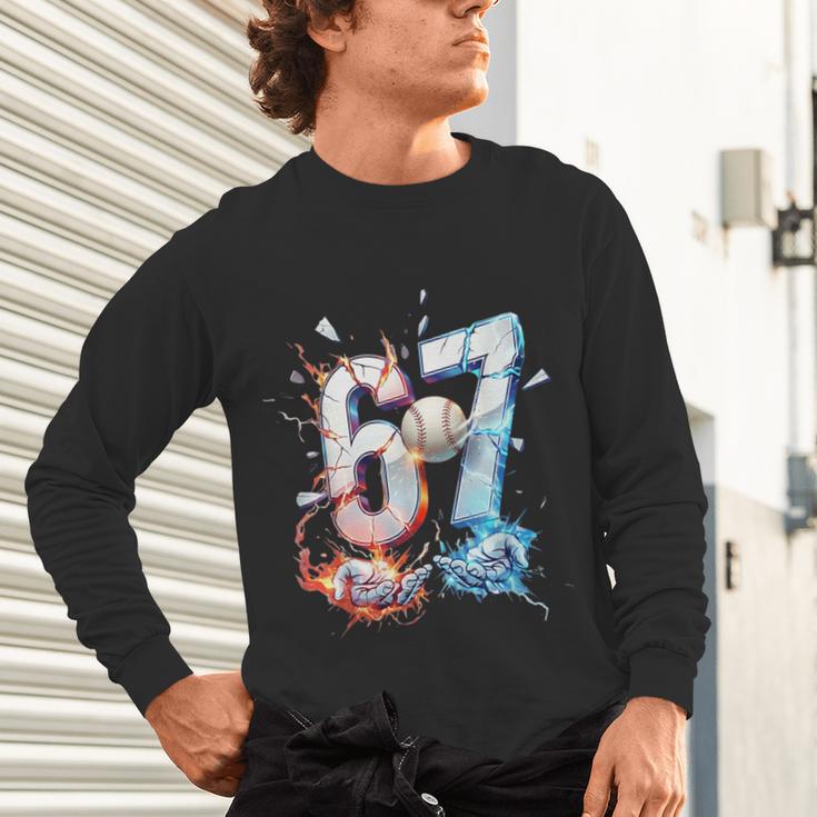6 7 Baseball Six Seven Meme 67 Hands Kids Men Women Unisex Long Sleeve T-Shirt