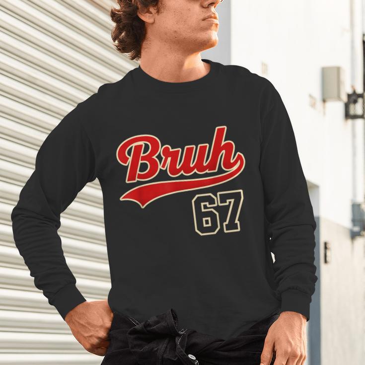 67 Six Seven Bruh Meme Baseball Vintage Style Men Boys Unisex Long Sleeve T-Shirt