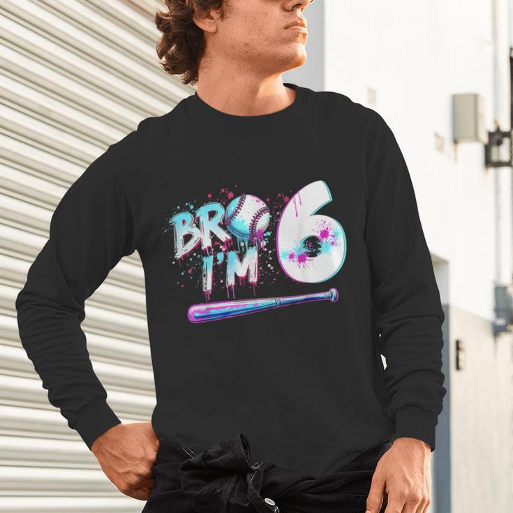 6th Birthday Boy Bro I'm 6 Year Old Baseball Ice Cream Drip Unisex Long Sleeve T-Shirt 6th Birthday Boy Bro I'm 6 Year Old Baseball Ice Cream Drip Unisex Long Sleeve T-Shirt