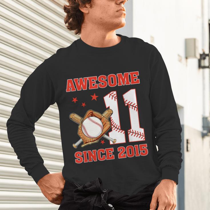 Awesome Since 2015 11 Year Old Boys Bday Baseball Theme Unisex Long Sleeve T-Shirt