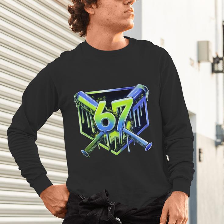 Awesome 67 Baseball Drip Effect Baseball 6-7 Meme Graphic Unisex Long Sleeve T-Shirt Awesome 67 Baseball Drip Effect Baseball 6-7 Meme Graphic Unisex Long Sleeve T-Shirt