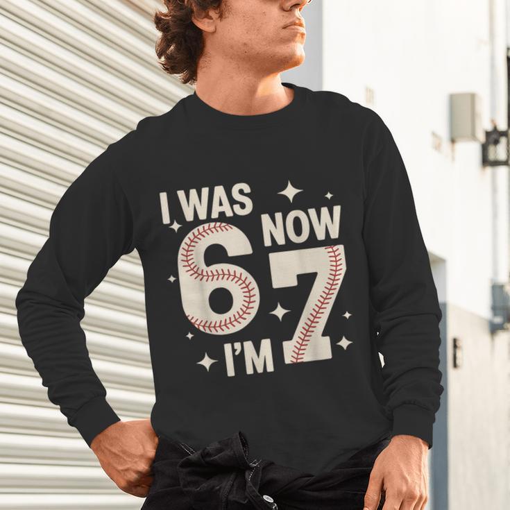 Baseball 7th Birthday 6 7 Years Old I Was 6 Now I'm 7 Unisex Long Sleeve T-Shirt