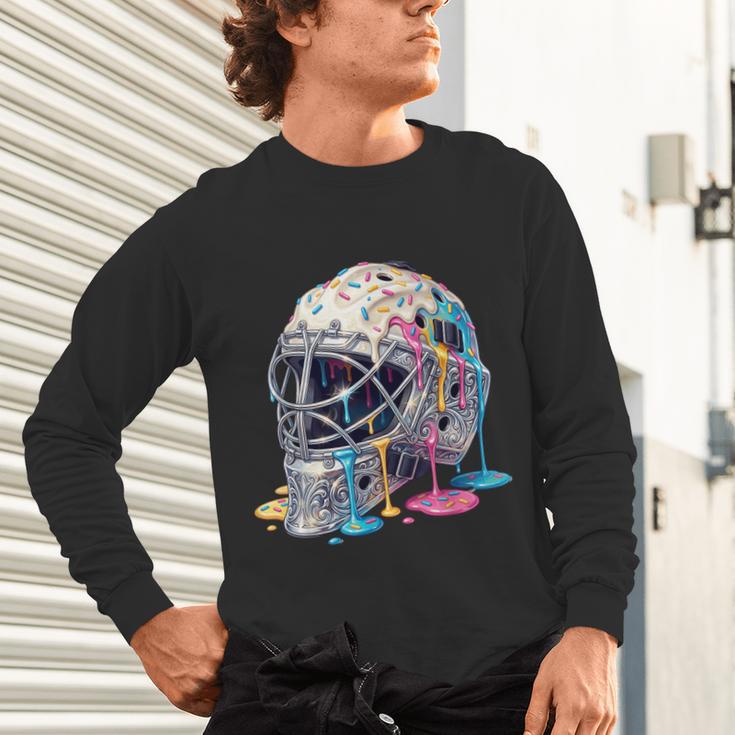 Baseball Catcher Mask Ice Cream Dripping Baseball Boys Unisex Long Sleeve T-Shirt