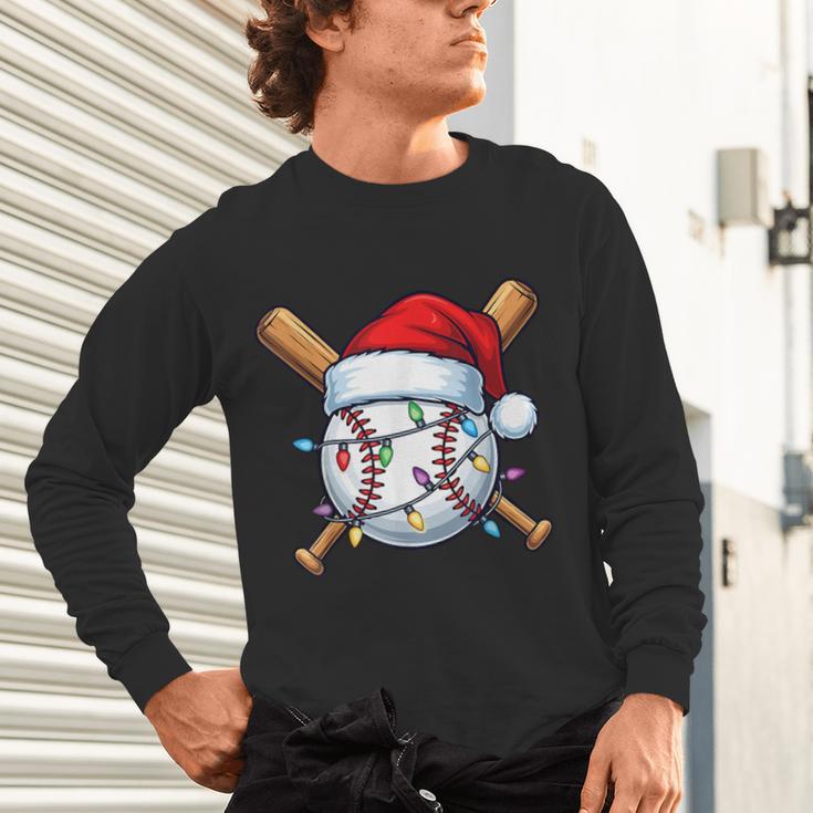 Baseball Christmas Lights Santa Christmas Baseball Player Unisex Long Sleeve T-Shirt Baseball Christmas Lights Santa Christmas Baseball Player Unisex Long Sleeve T-Shirt