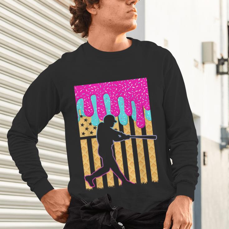 Baseball Drip Bat Boys Ice Cream American Flag 4th Of July Unisex Long Sleeve T-Shirt Baseball Drip Bat Boys Ice Cream American Flag 4th Of July Unisex Long Sleeve T-Shirt