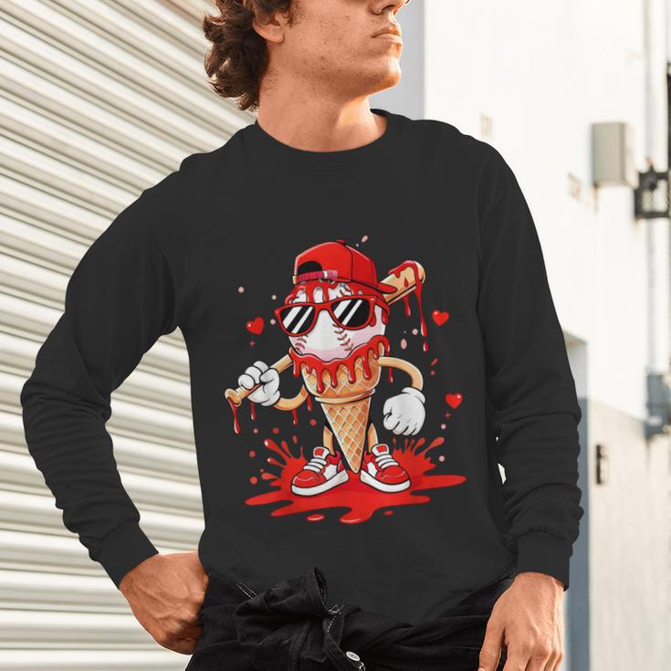 Baseball Drip Ice Cream Apparel Youth Boys Valentines Unisex Long Sleeve T-Shirt