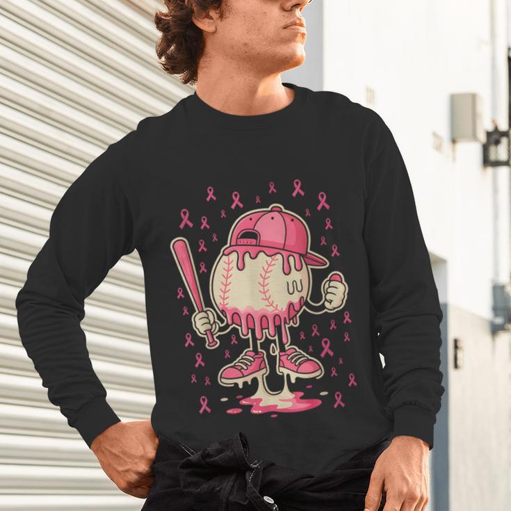 Baseball Drip Ice Cream Breast Cancer Awareness Boys & Girls Unisex Long Sleeve T-Shirt
