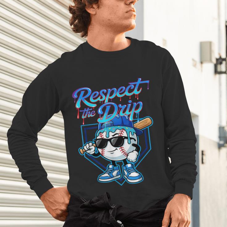 Baseball Drip Ice Cream Respect The Drip Home Plate Boy Kids Unisex Long Sleeve T-Shirt Baseball Drip Ice Cream Respect The Drip Home Plate Boy Kids Unisex Long Sleeve T-Shirt