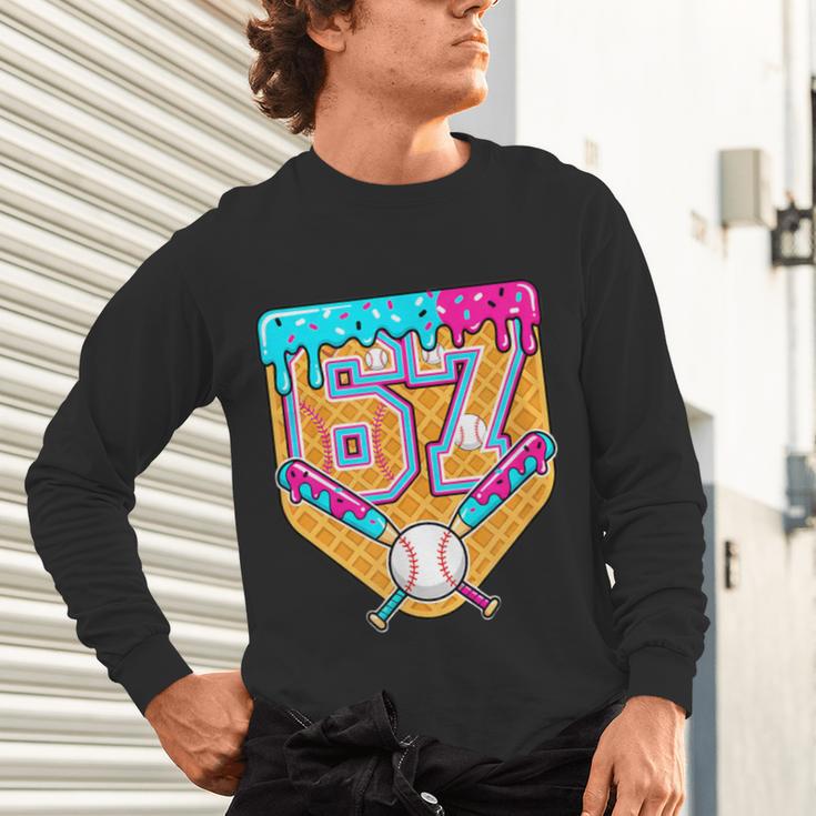 Baseball Drip Number 67 Ice Cream Home Plate Drip Unisex Long Sleeve T-Shirt Baseball Drip Number 67 Ice Cream Home Plate Drip Unisex Long Sleeve T-Shirt