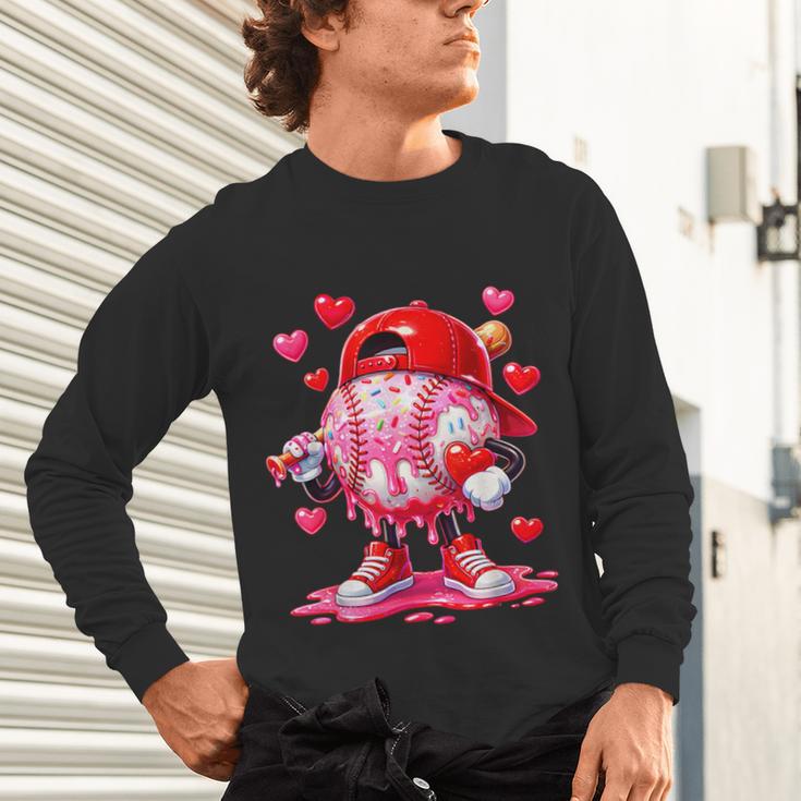 Baseball Drip Valentine Sports Vday Ice Cream Drip Heart Unisex Long Sleeve T-Shirt Baseball Drip Valentine Sports Vday Ice Cream Drip Heart Unisex Long Sleeve T-Shirt