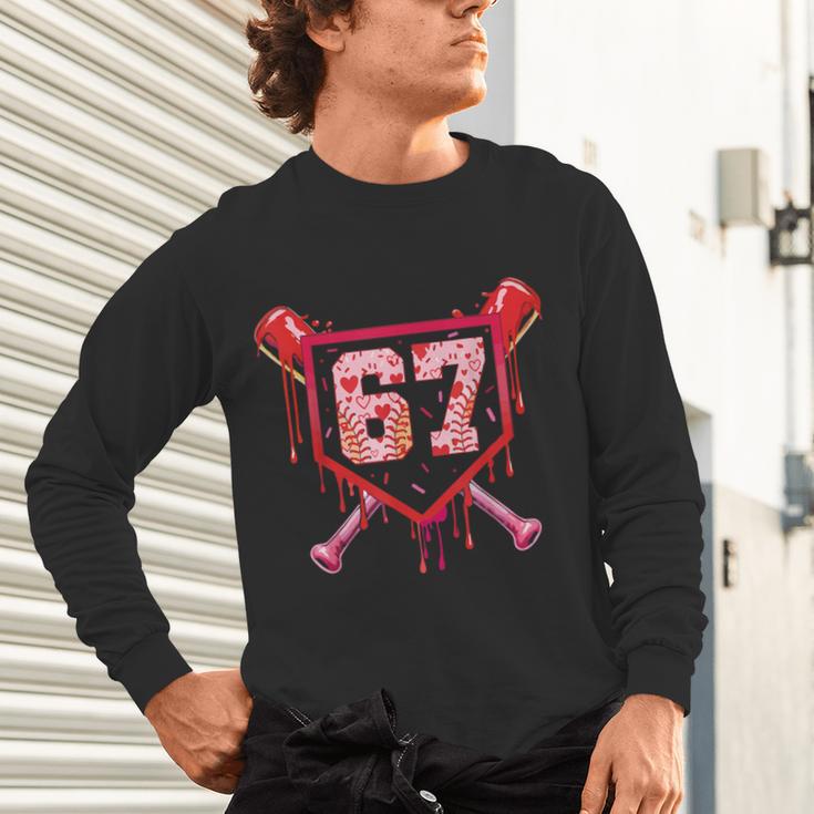 Baseball Ice Cream Drip Number 67 Meme Valentine Couple Love Unisex Long Sleeve T-Shirt Baseball Ice Cream Drip Number 67 Meme Valentine Couple Love Unisex Long Sleeve T-Shirt