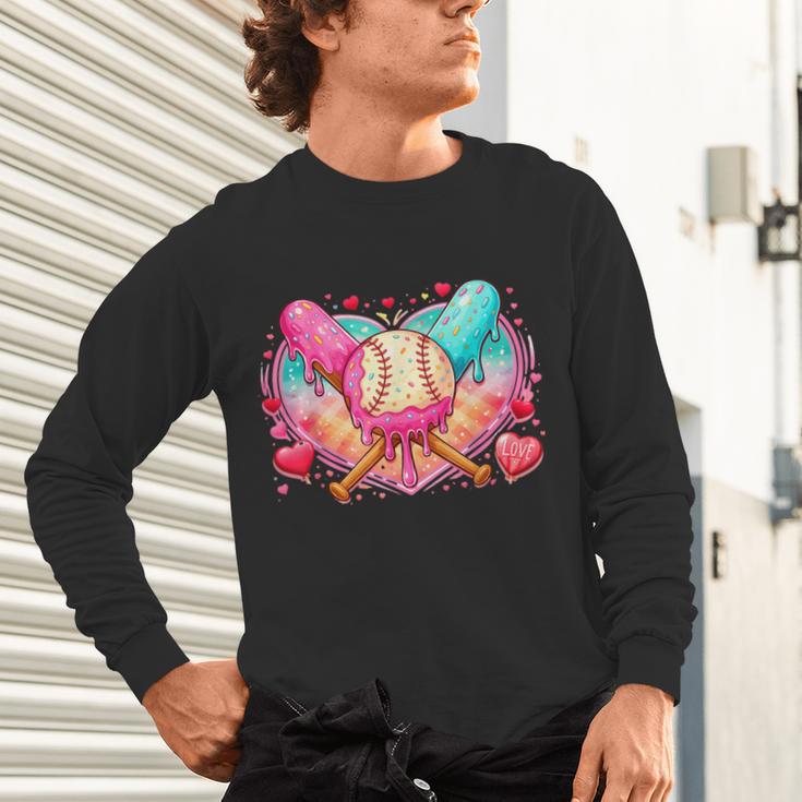 Baseball Ice Cream Drip Style Melt Ice Cream Youth Boys Unisex Long Sleeve T-Shirt