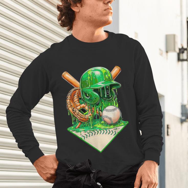 Baseball Life Style Ice Cream Drip Green Unisex Long Sleeve T-Shirt Baseball Life Style Ice Cream Drip Green Unisex Long Sleeve T-Shirt