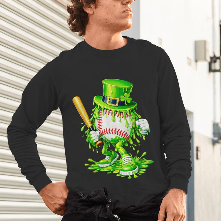 Baseball Player Ice Cream Drip Shamrocks St Patrick's Day Unisex Long Sleeve T-Shirt Baseball Player Ice Cream Drip Shamrocks St Patrick's Day Unisex Long Sleeve T-Shirt
