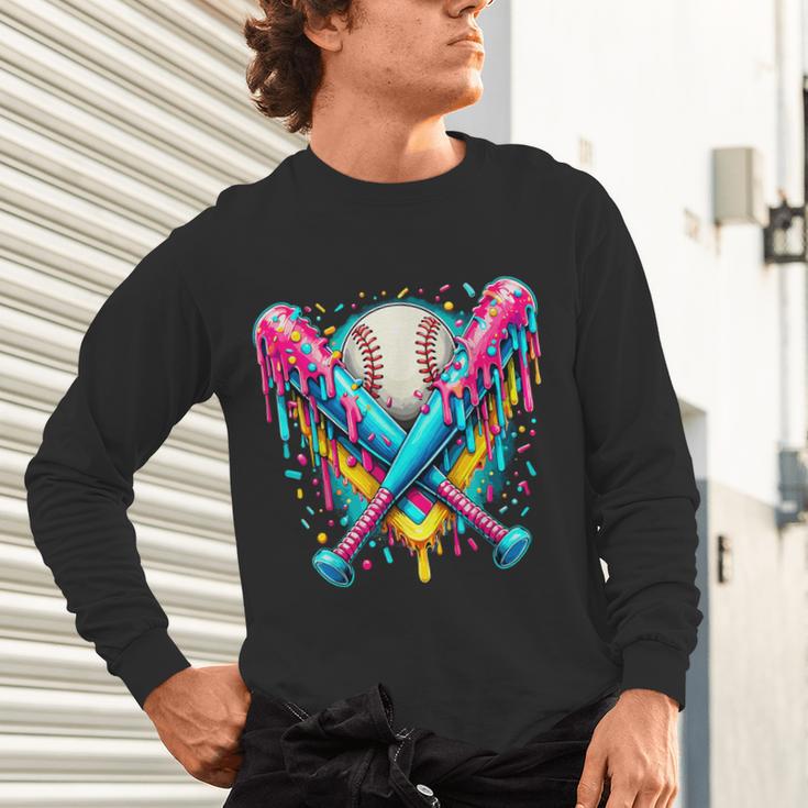 Baseball Player Ice Cream Drip Unisex Long Sleeve T-Shirt Baseball Player Ice Cream Drip Unisex Long Sleeve T-Shirt