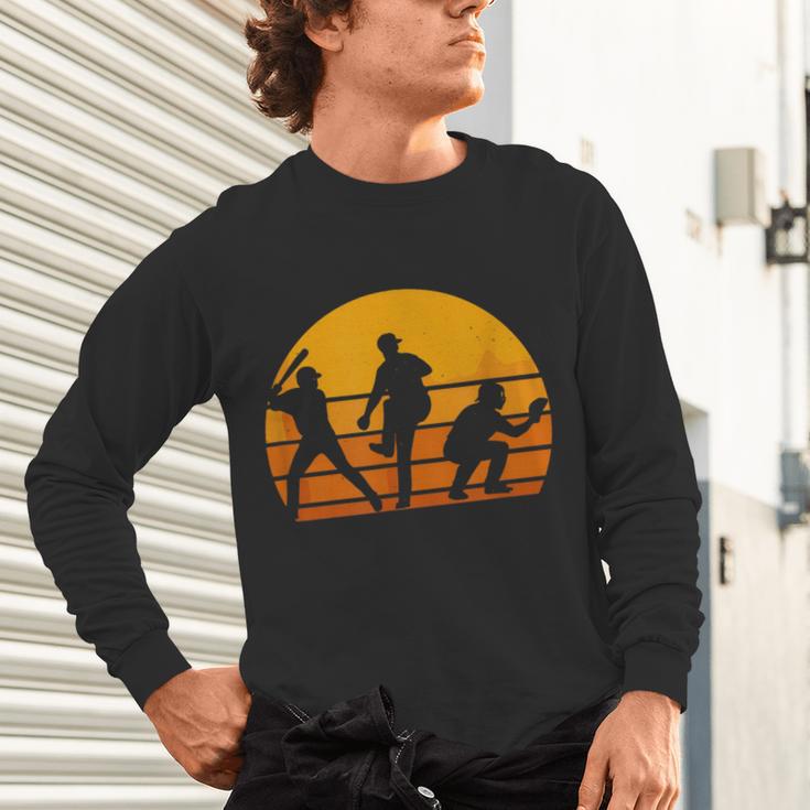 Baseball Tee Sunset Silhouette Players Men Women Kids Unisex Long Sleeve T-Shirt