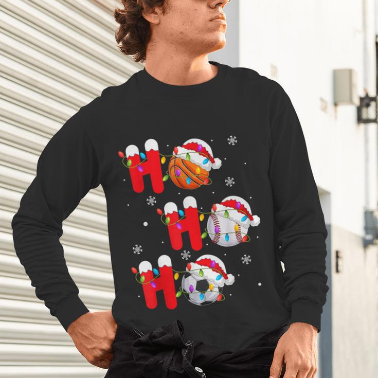 Basketball Baseball Soccer Christmas Ho Ho Ho Santa Xmas Unisex Long Sleeve T-Shirt