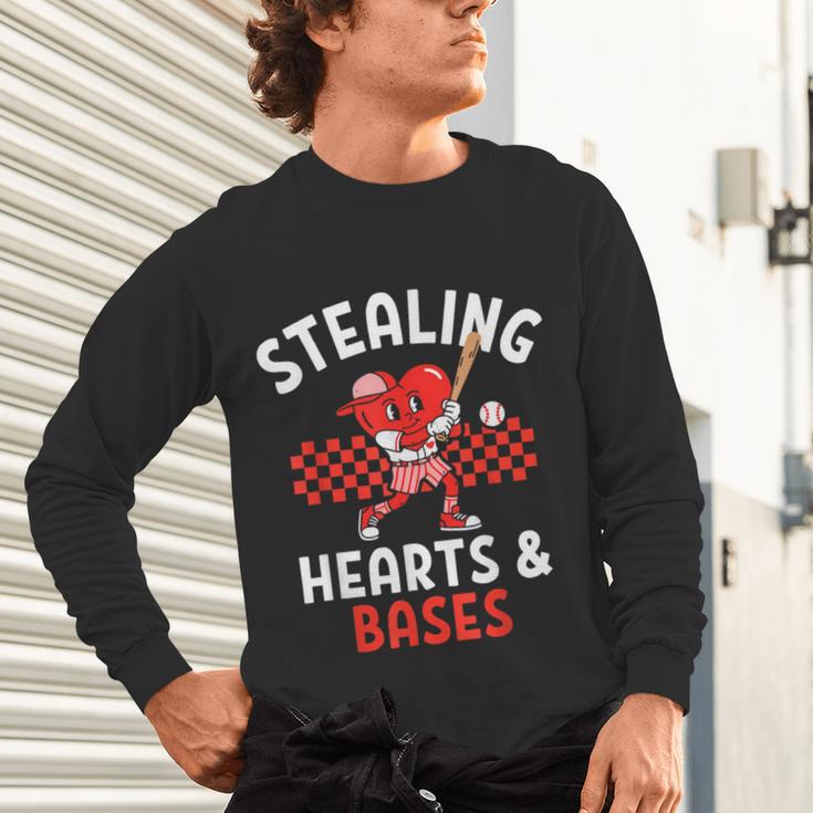 Boys Baseball Valentines Day Stealing Hearts Valentine Kids Unisex Long Sleeve T-Shirt Boys Baseball Valentines Day Stealing Hearts Valentine Kids Unisex Long Sleeve T-Shirt