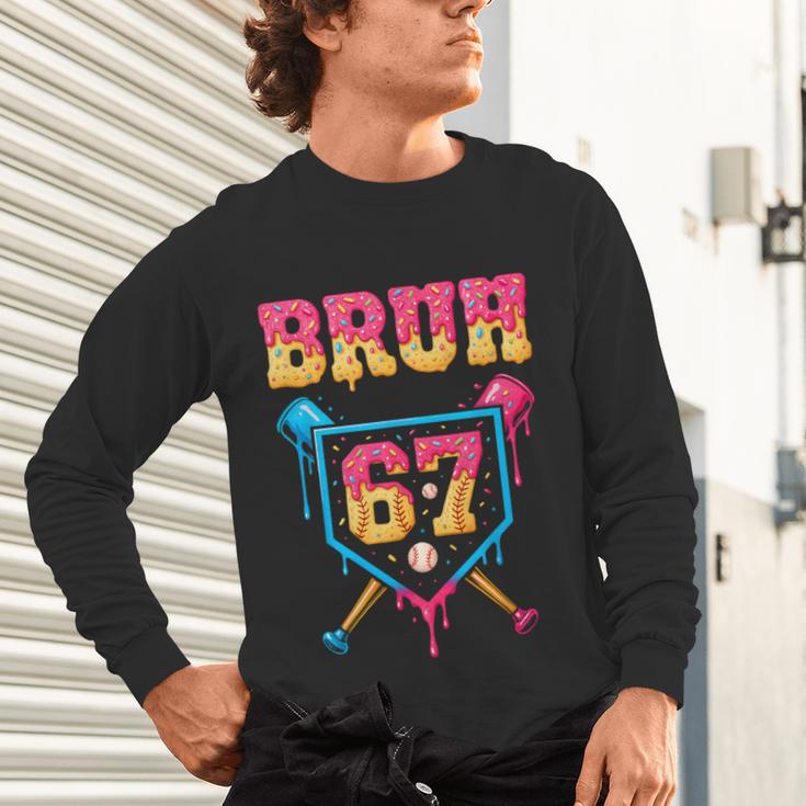 Bruh Baseball Ice Cream Drip Number 67 Player 67th Birthday Unisex Long Sleeve T-Shirt