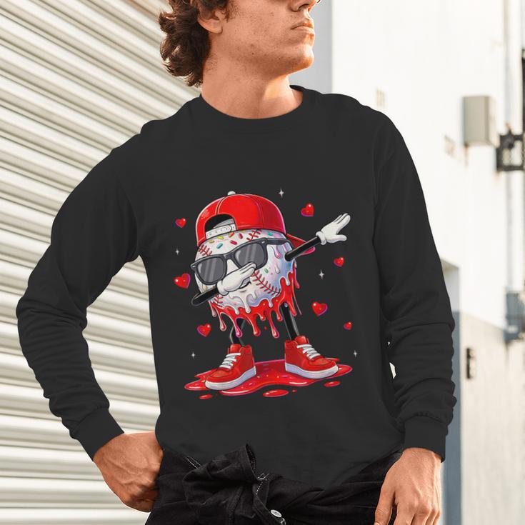 Dabbing Baseball Drip Ice Cream Youth Boy Valentines Day Unisex Long Sleeve T-Shirt Dabbing Baseball Drip Ice Cream Youth Boy Valentines Day Unisex Long Sleeve T-Shirt