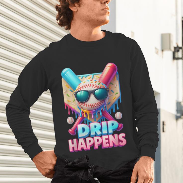Drip Happens Baseball Ice Cream Bat And Ball With Sunglasses Unisex Long Sleeve T-Shirt