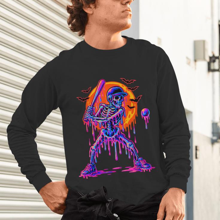 Drip Skeleton Batting Baseball Halloween Unisex Long Sleeve T-Shirt Drip Skeleton Batting Baseball Halloween Unisex Long Sleeve T-Shirt