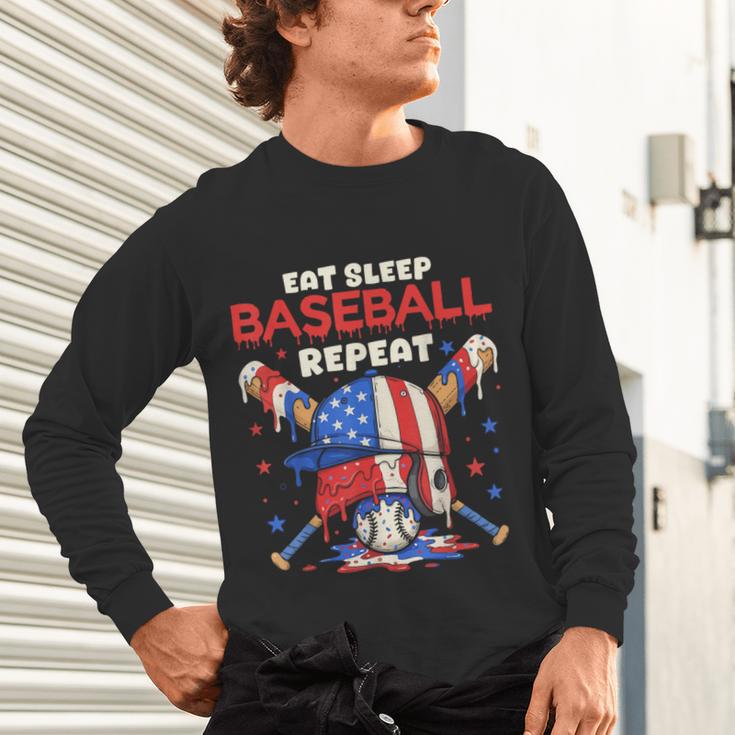 Eat Sleep Baseball Repeat Ice Cream Drip Crossed Bats Unisex Long Sleeve T-Shirt Eat Sleep Baseball Repeat Ice Cream Drip Crossed Bats Unisex Long Sleeve T-Shirt