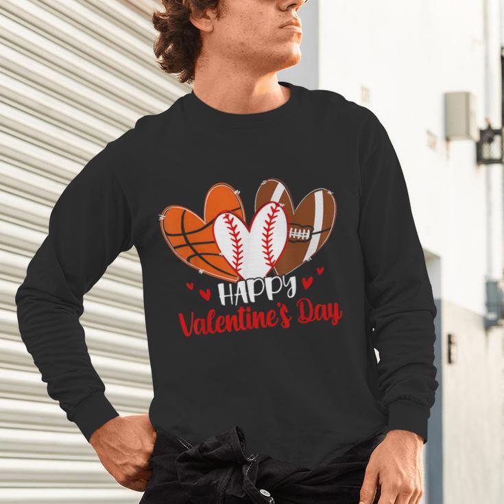 Happy Valentines Day Shirt Boys Basketball Baseball Football Unisex Long Sleeve T-Shirt