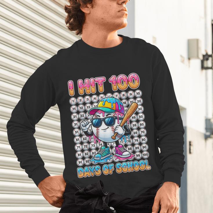 I Hit 100 Days Of School Baseball Ice Cram Drip 100th Boys Unisex Long Sleeve T-Shirt I Hit 100 Days Of School Baseball Ice Cram Drip 100th Boys Unisex Long Sleeve T-Shirt