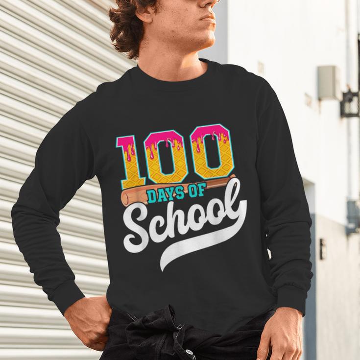 Ice Cream Drip 100 Days Of School Baseball Boys 100th Day Unisex Long Sleeve T-Shirt Ice Cream Drip 100 Days Of School Baseball Boys 100th Day Unisex Long Sleeve T-Shirt