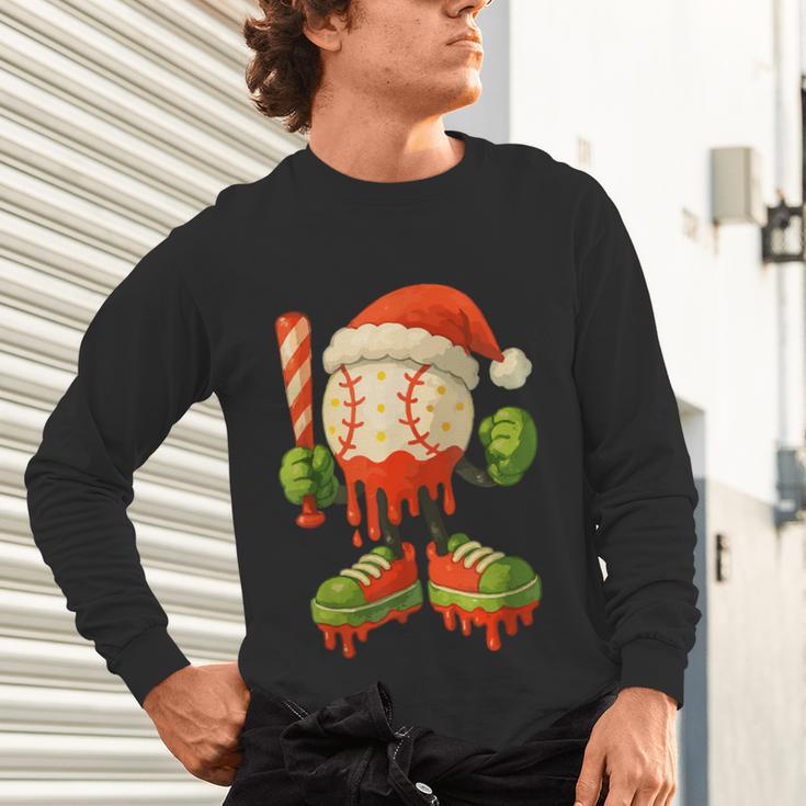 Ice Cream Drip Baseball Christmas Baseball Drip Candy Cane Unisex Long Sleeve T-Shirt Ice Cream Drip Baseball Christmas Baseball Drip Candy Cane Unisex Long Sleeve T-Shirt