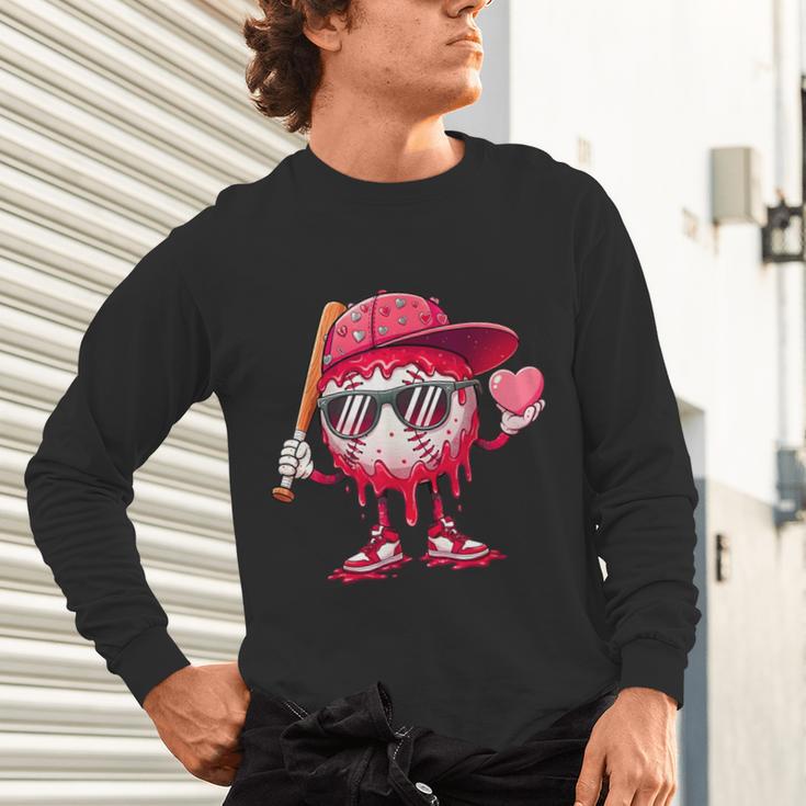 Ice Cream Drip Baseball Valentine's Day Spots Baseball Drip Unisex Long Sleeve T-Shirt