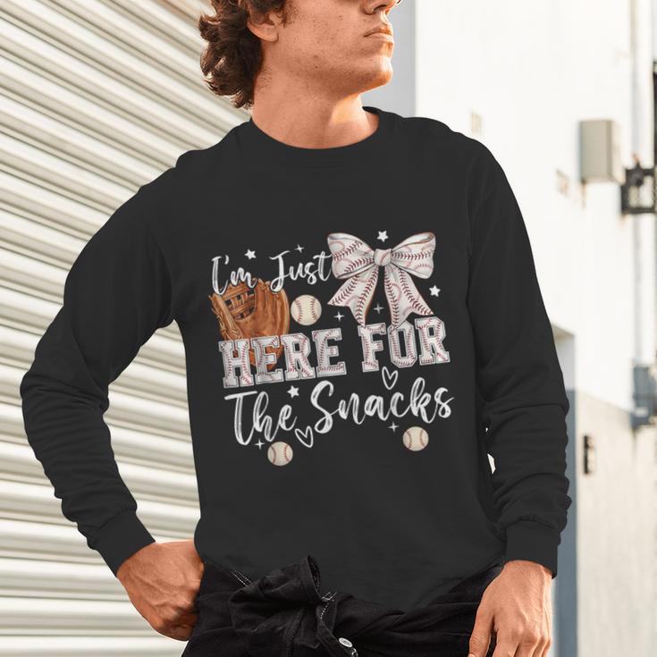 I'm Just Here For The Snacks Baseball Coquette Game Day Girl Unisex Long Sleeve T-Shirt I'm Just Here For The Snacks Baseball Coquette Game Day Girl Unisex Long Sleeve T-Shirt