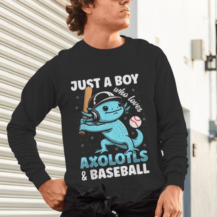 Just A Boy Who Loves Axolotls & Baseball Unisex Long Sleeve T-Shirt