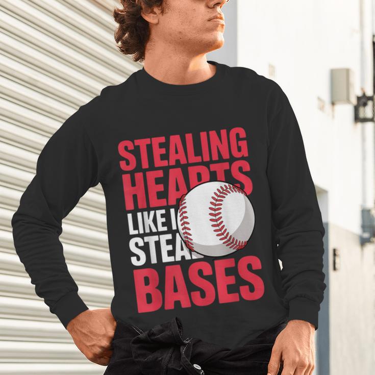 Kids Stealing Hearts Like I Steal Bases Cute Baseball Boys Unisex Long Sleeve T-Shirt Kids Stealing Hearts Like I Steal Bases Cute Baseball Boys Unisex Long Sleeve T-Shirt