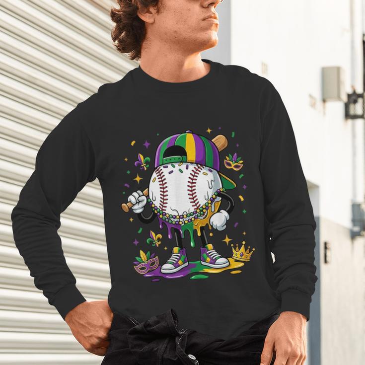 Mardi Gras Ice Cream Drip Baseball Carnival Party Mask Boys Unisex Long Sleeve T-Shirt Mardi Gras Ice Cream Drip Baseball Carnival Party Mask Boys Unisex Long Sleeve T-Shirt