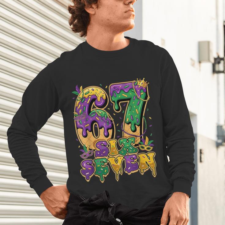 Mardi Gras Six Seven Baseball Drip Number 6 7 Meme Unisex Long Sleeve T-Shirt Mardi Gras Six Seven Baseball Drip Number 6 7 Meme Unisex Long Sleeve T-Shirt