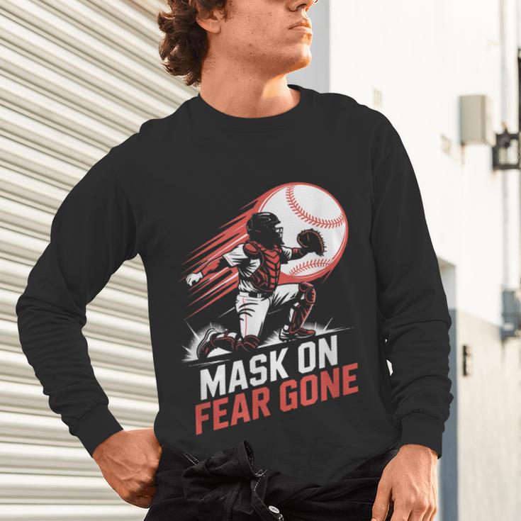Mask On Fear Gone Baseball Catcher Softball Unisex Long Sleeve T-Shirt Mask On Fear Gone Baseball Catcher Softball Unisex Long Sleeve T-Shirt